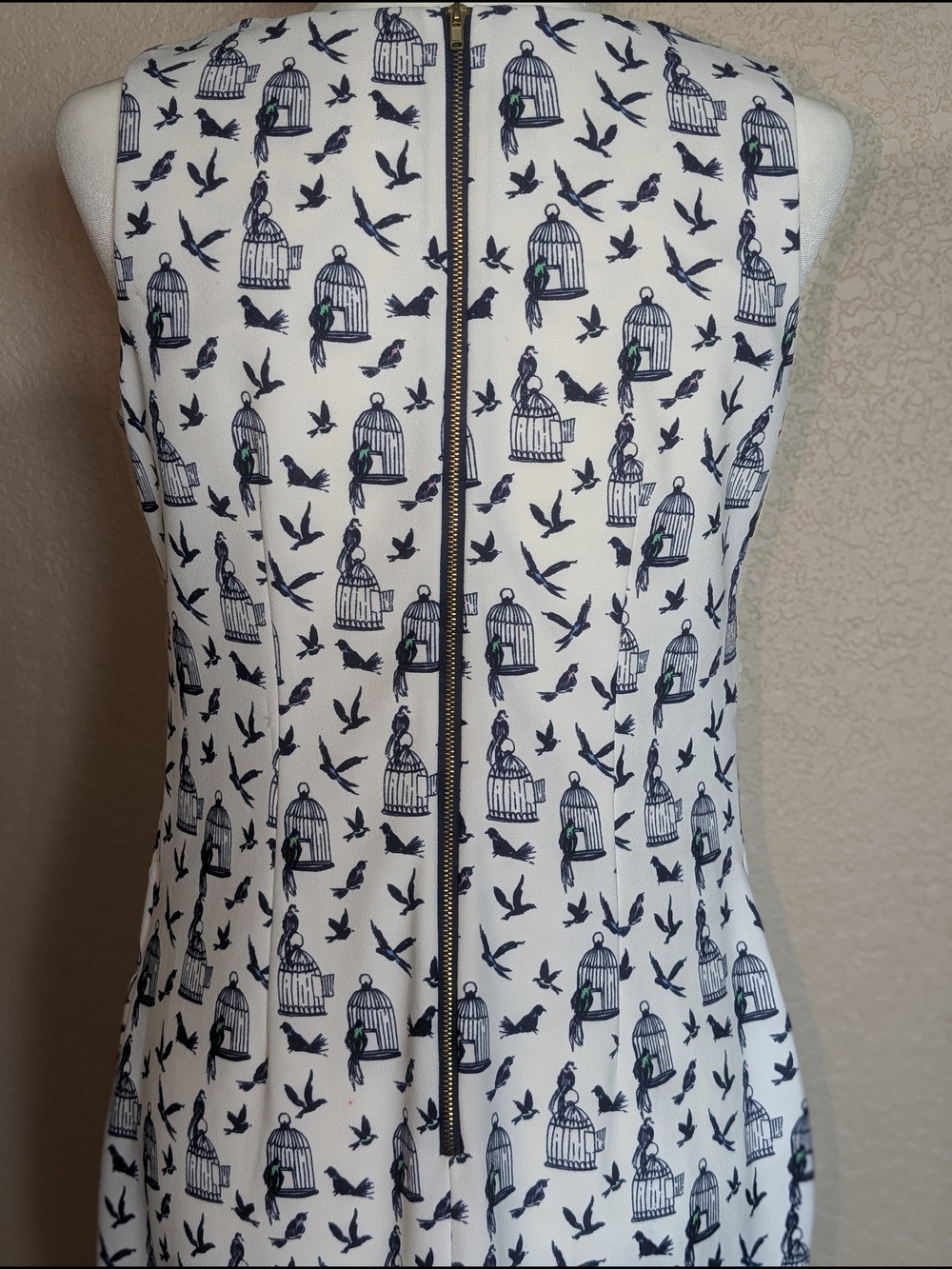 Julian Taylor Navy & White Printed Sleeveless Shift Dress - Picture 5 of 6